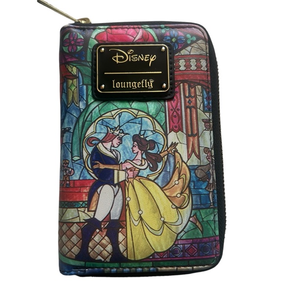Disney Beauty and the Beast Loungefly Stained Glass Backpack and Wallet Set - Picture 4 of 8